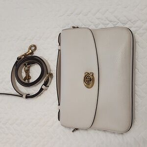 Auth Coach Cassie Bag Purse in Chalk Leather Top Handle